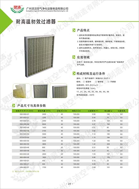 GT耐高溫粗效過濾器應用與耐高溫初效過濾器設計特點